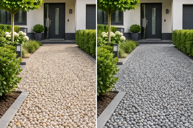 Beige of grijs kasteelgrind: zo verandert de uitstraling van je voortuin
